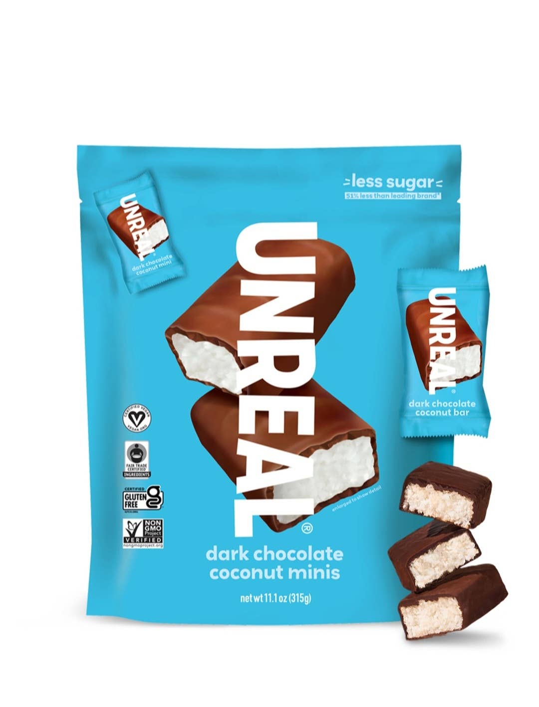 Majestic Wholesale - Wholesale Chocolate Bar - Unreal Dark Chocolate Coconut Bars Mini 11.1oz