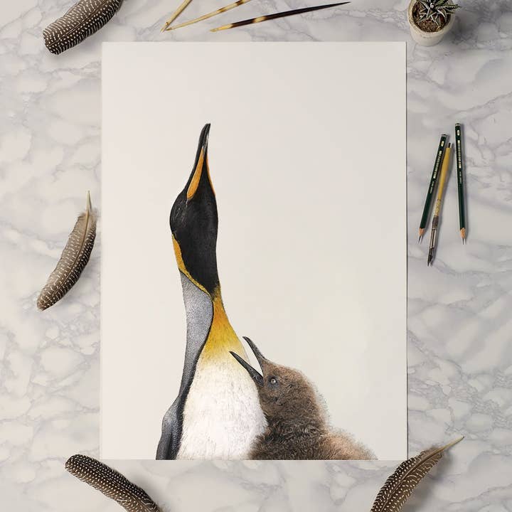 Hidden Planet - Wholesale Art Print - King penguins - A4 Print (landscape)3