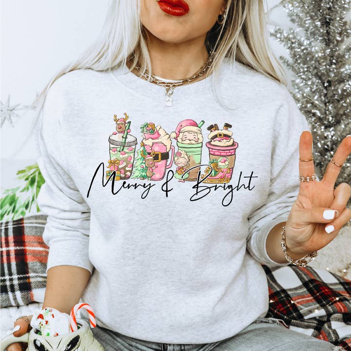 Sudadera unisex Merry & Bright | Ropa navideña para venta al por mayor de DIYxe