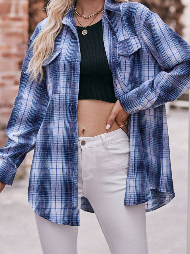 Comely Fashion - Wholesale Button Down Shirt - Women's - Women Plaid Blouse Buttoned Fall Sesaon Shirt CF-MD074