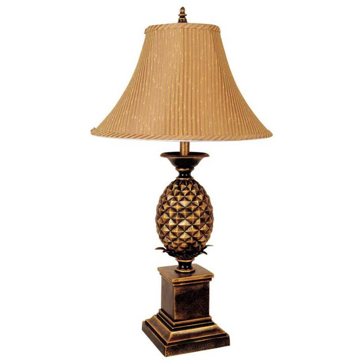 32" Gold Metal Pineapple Table Lamp With Gold Classic Shade for wholesale by HomeRoots