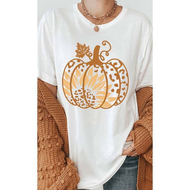 Sunflower Pumpkin Graphic Tee for wholesale by Kissed Apparel