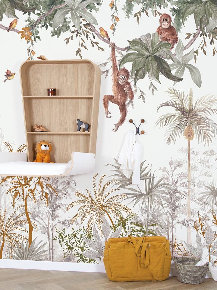 UTAN - Papel pintado panorámico con diseño de monos para venta al por mayor de LILIPINSO