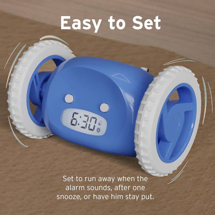 Clocky - Wholesale Alarm Clock - Loud Alarm Clock on Wheels for Heavy Sleepers (Blue) 3