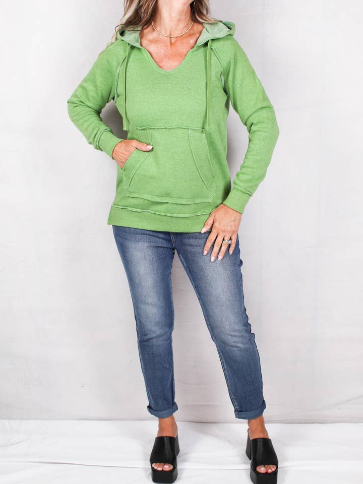 21M-F2117-F - Forest - Hooded Pocket Fleece A802 for wholesale by K & C Clothing, Inc.