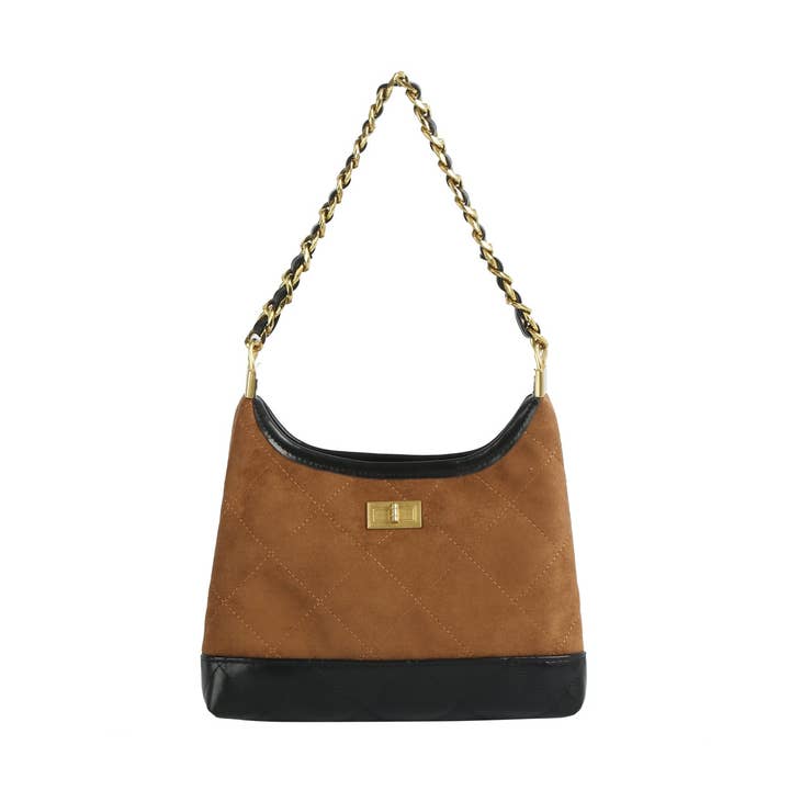 Diamond Stitched Chain Strap Shoulder Bag for wholesale by Handbag Factory Corp