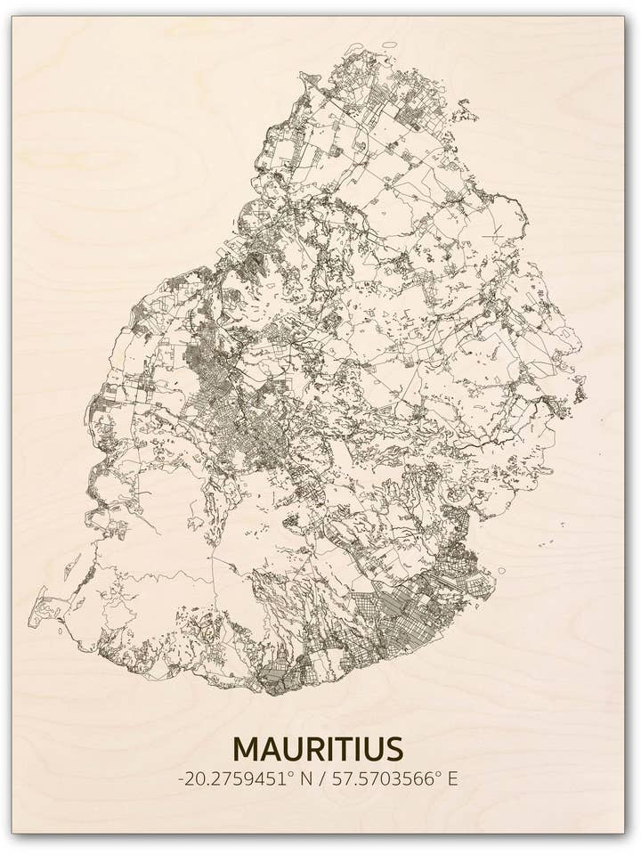 Citymap Mauritius | wooden wall decoration for wholesale by Brandthout.