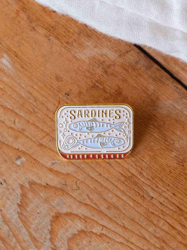 Cozy Sardines Enamel Pin for wholesale by Mimi & August