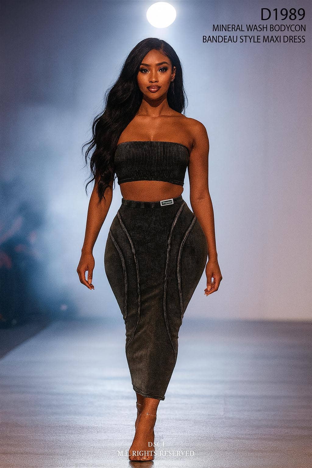 Dalia Studio - Wholesale Dress - Women's - MINERAL WASH BODYCON BANDEAU MAXI DRESS11