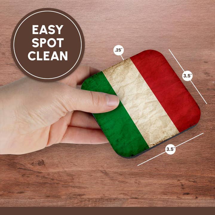 3dRose - Wholesale Coasters - 3dRose, Italian Flag Old Look Trendy Work , Coaster13