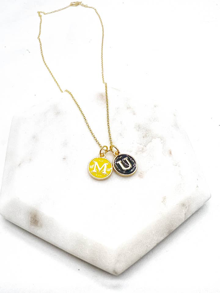 Yellow Black MU Missouri University Mizzou Charm Necklace for wholesale by Baubles by B