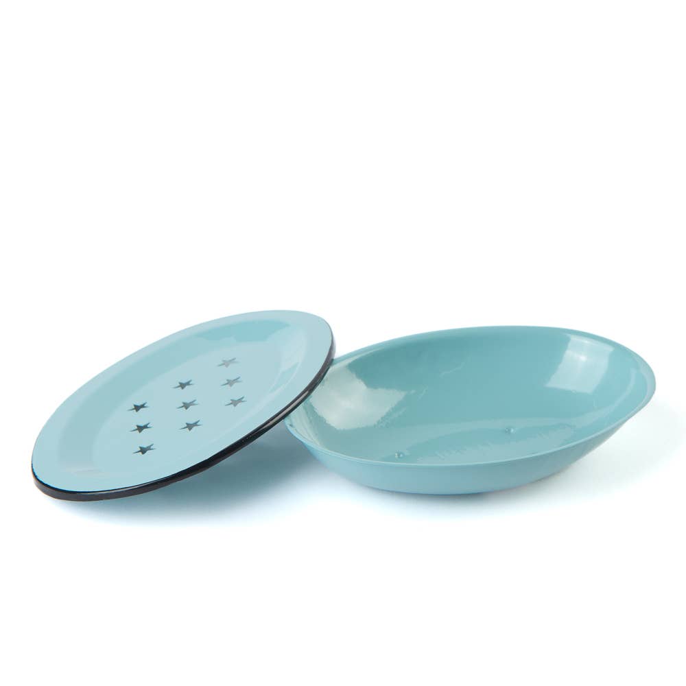 Factory Direct Craft – wholesale Bath soap dish – Metal Enamelware Soap Dish with Black Rim - Select Color 7