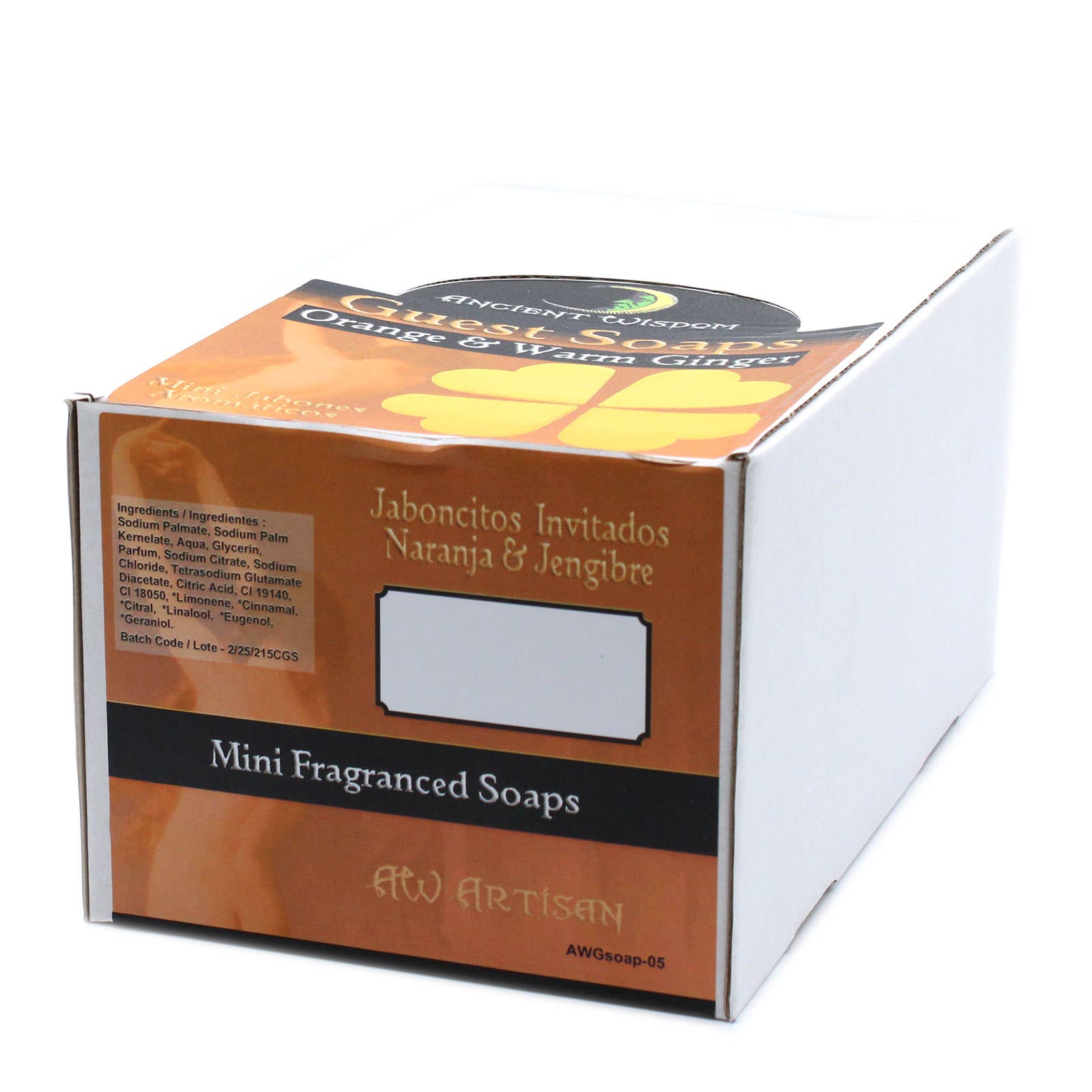 Ancient Wisdom – wholesale Bar Soap – Heart Guest Soap - Orange & Warm Ginger2