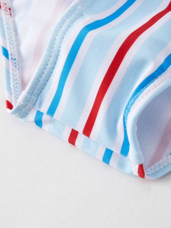 Rylee Faith Designs - Wholesale One Piece Swimsuit - Kids - “Stripe” Floral Boutique Swimsuit