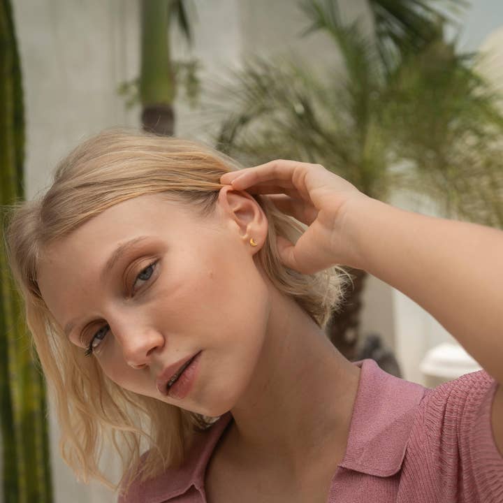 Made By Nami - Wholesale Stud/Post Earrings - Moon Stud Earrings | Gold2
