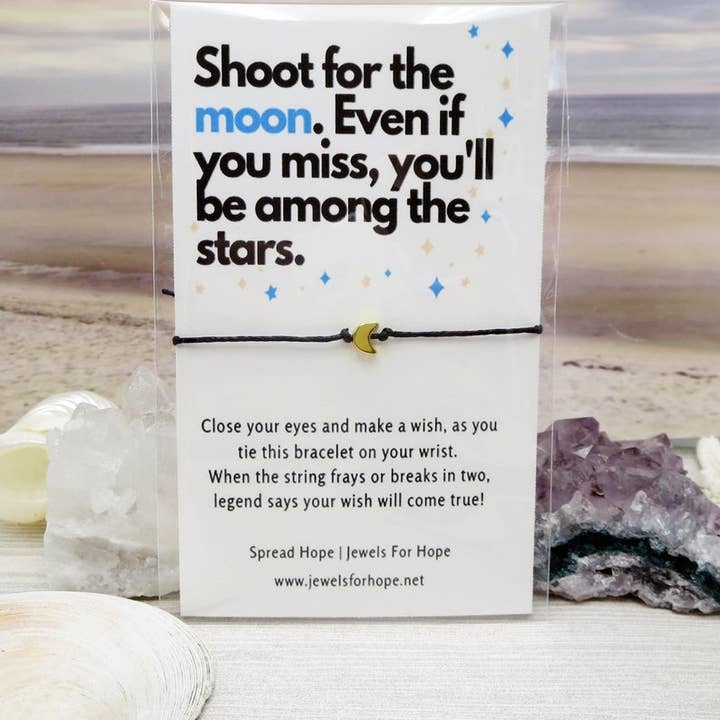 Jewels For Hope - Wholesale Charm/Dangle Bracelet - Moon Wish Bracelet - Inspirational Cord Charm Jewelry