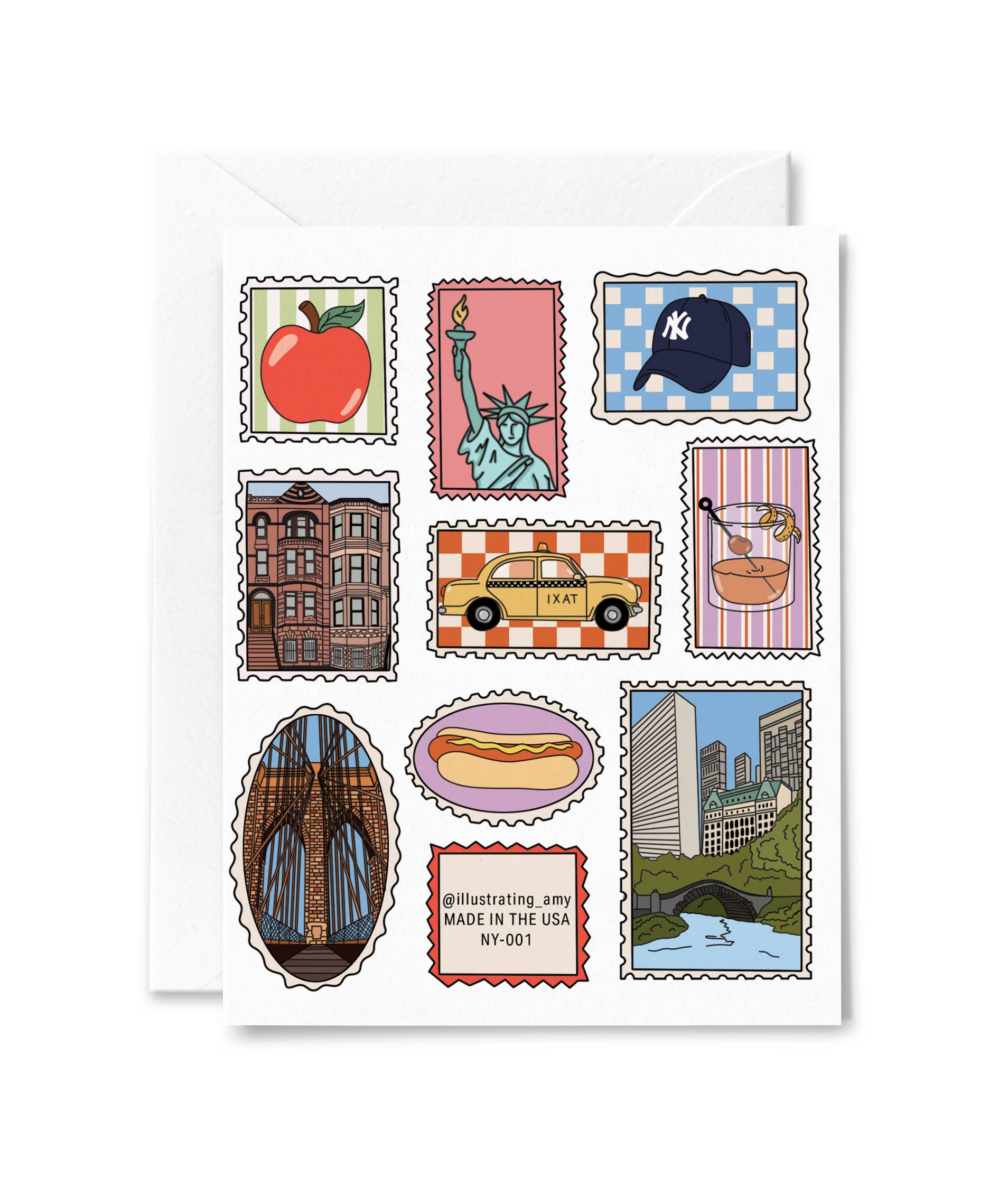 Illustrating Amy - Wholesale Travel Card - New York City Stamps Card1