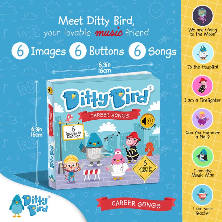 Ditty Bird - Wholesale Book - Kids - Fireman - Astronaut | Ditty Bird Career songs