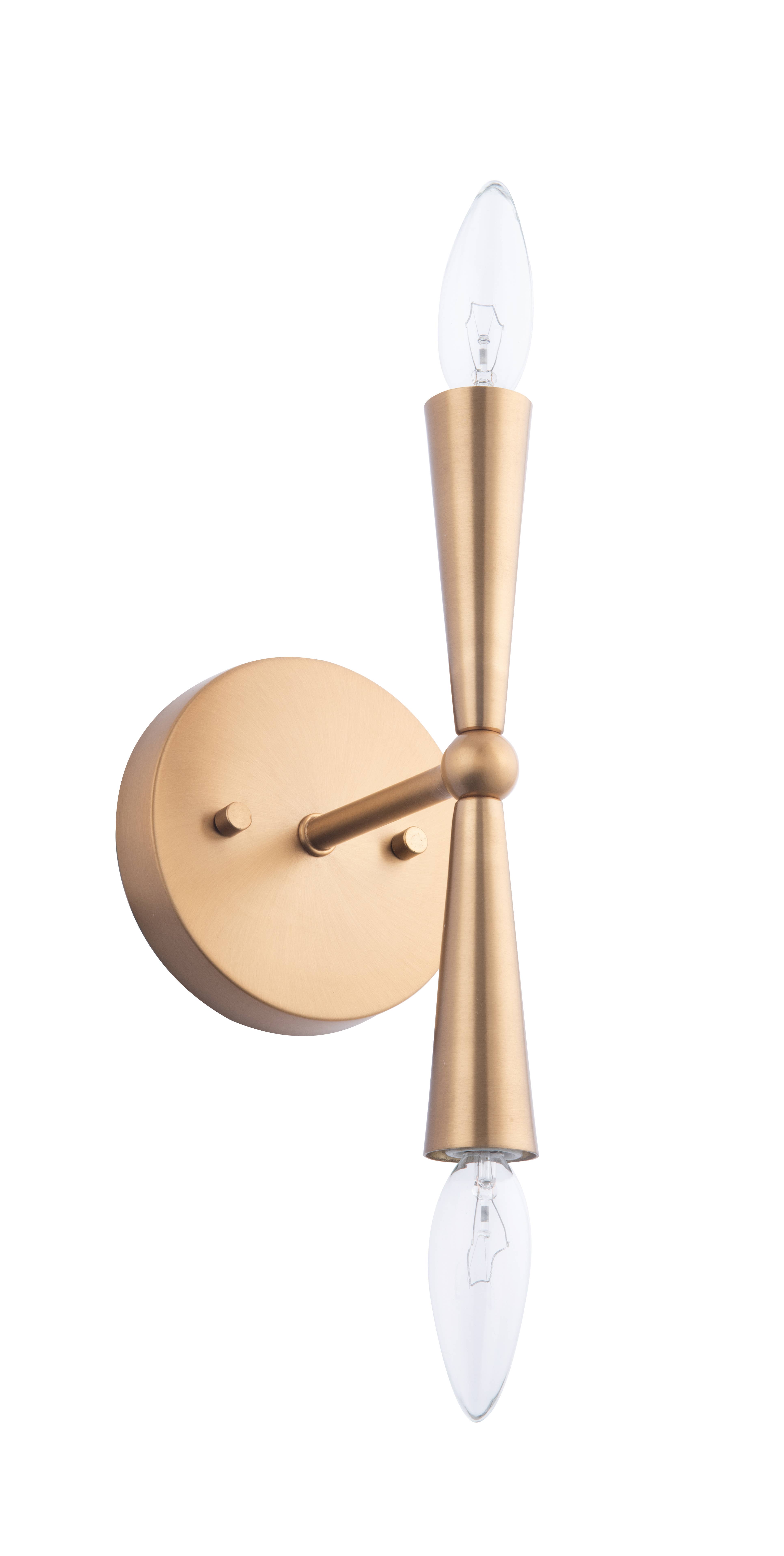 Brio Lighting - Wholesale Sconce - Sale - Mizu MidCentury Modern Gold 2-Light Wall Sconce Light8