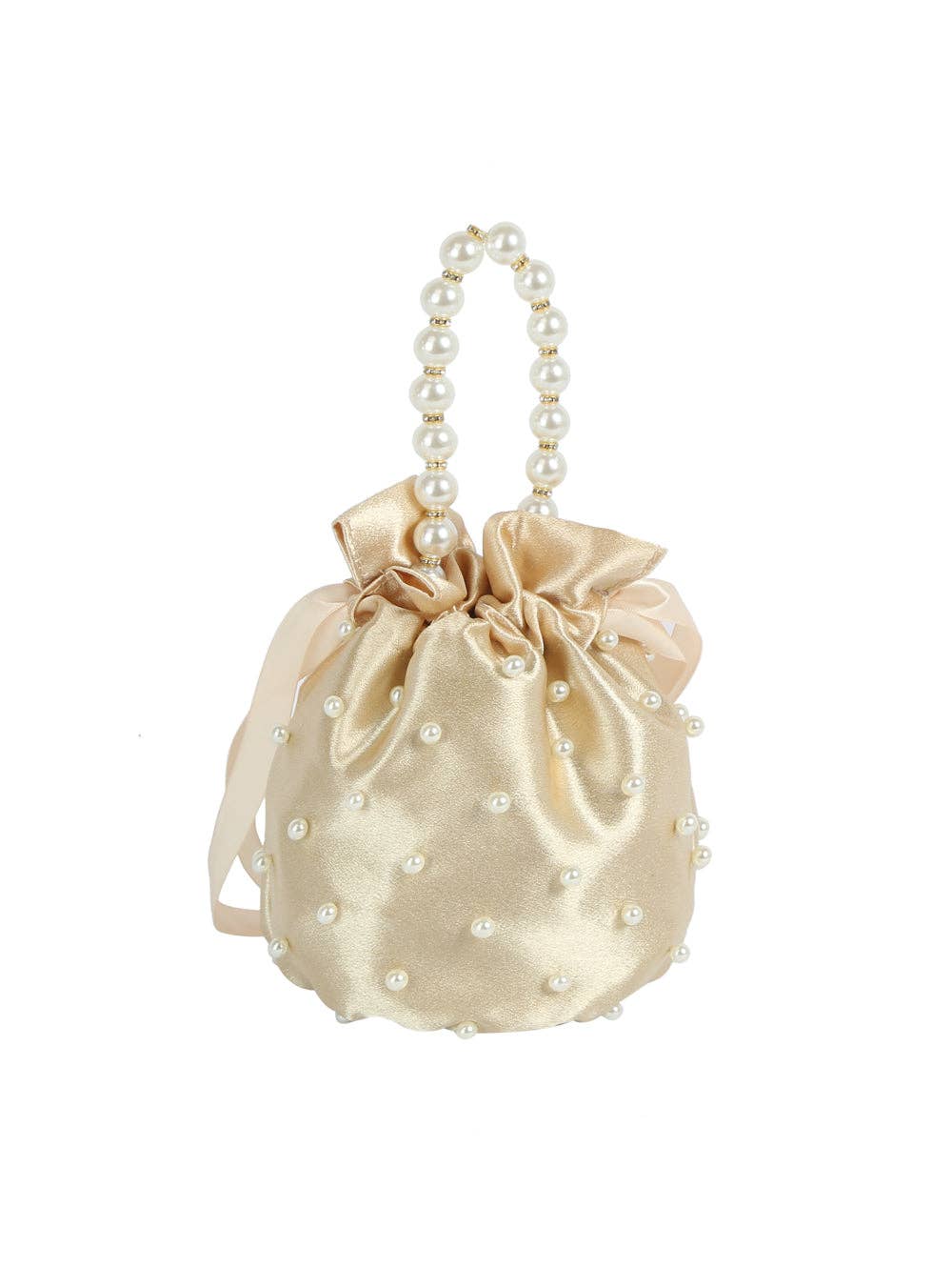 Handbag Factory Corp - Wholesale Drawstring Bag - Women's - Pearl Handle Satin Drawstring Bag4