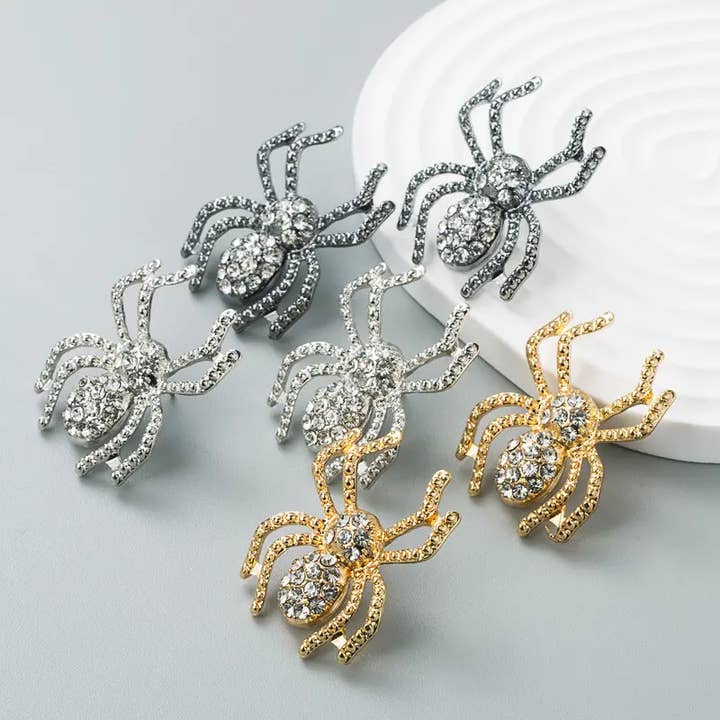 Persönlichkeit Retro Lustige Gotische Legierung Diamant Spinnen-Ohrringe für den Großhandel von SALINA TRADING INC