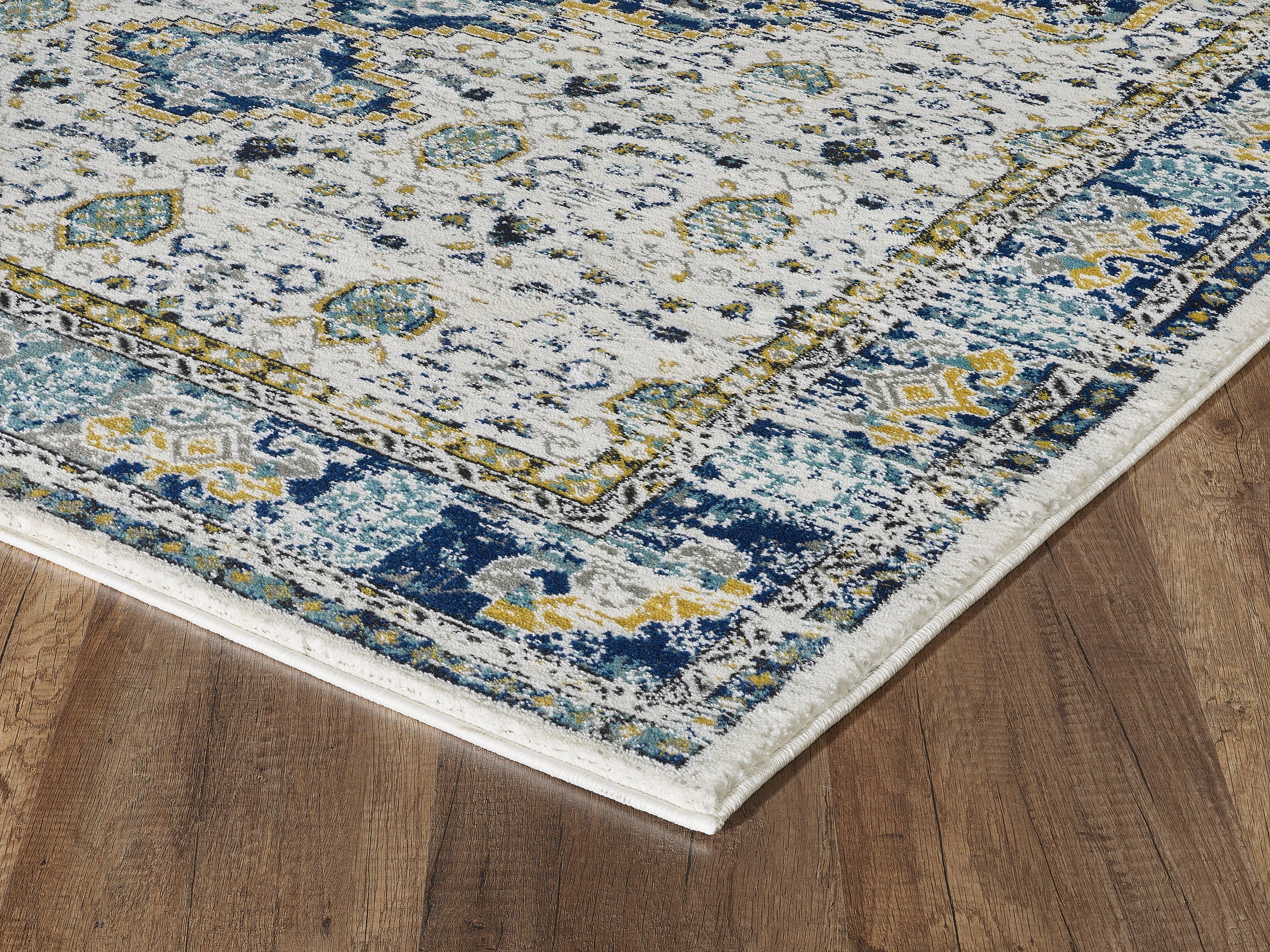 Abani Rugs - Wholesale Area Rug - Abani Porto Traditional Medallion Blue and Ivory Area Rug5