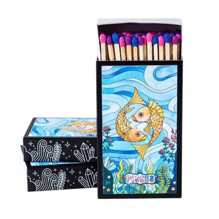 Pisces Zodiac Matchbox for wholesale by Rachel Beyer