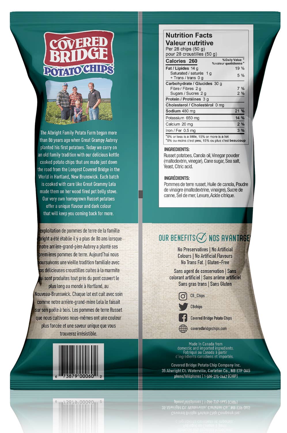 Covered Bridge - Vente Chips - 170g de croustilles de sel et de vinaigre4