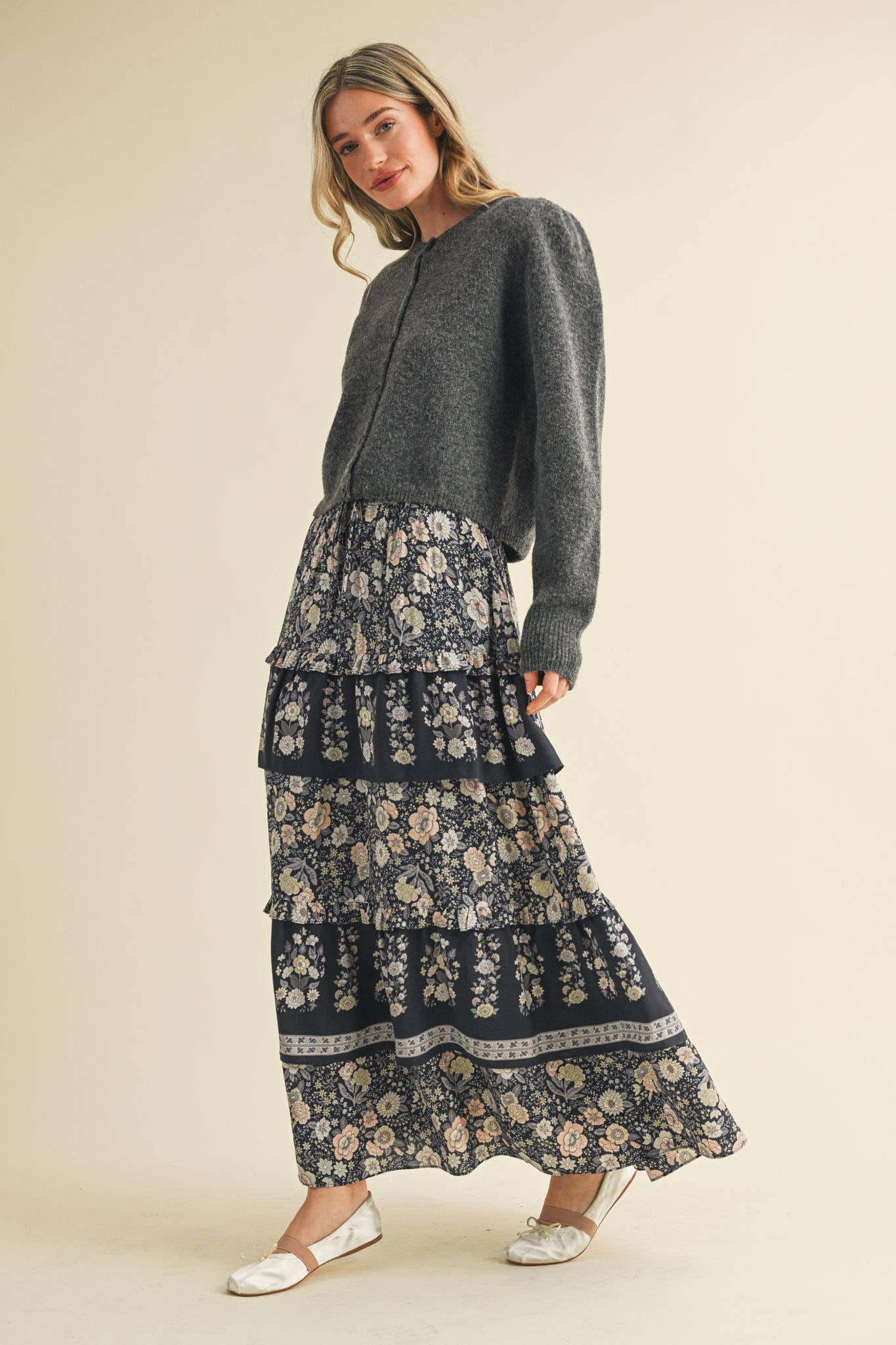 &MERCI - Wholesale Cardigan - Women's - LONG PUFF SLEEVE SWEATER CARDIGAN MSW1101824