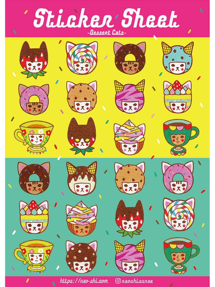 【Feuille Autocollant】Dessert Chats pour la vente par Naoshi