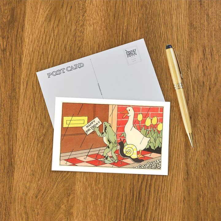 Found Image Press - Wholesale Postcard - Postcard HB-204 Happy Birthday, Frog, Duck and Snail