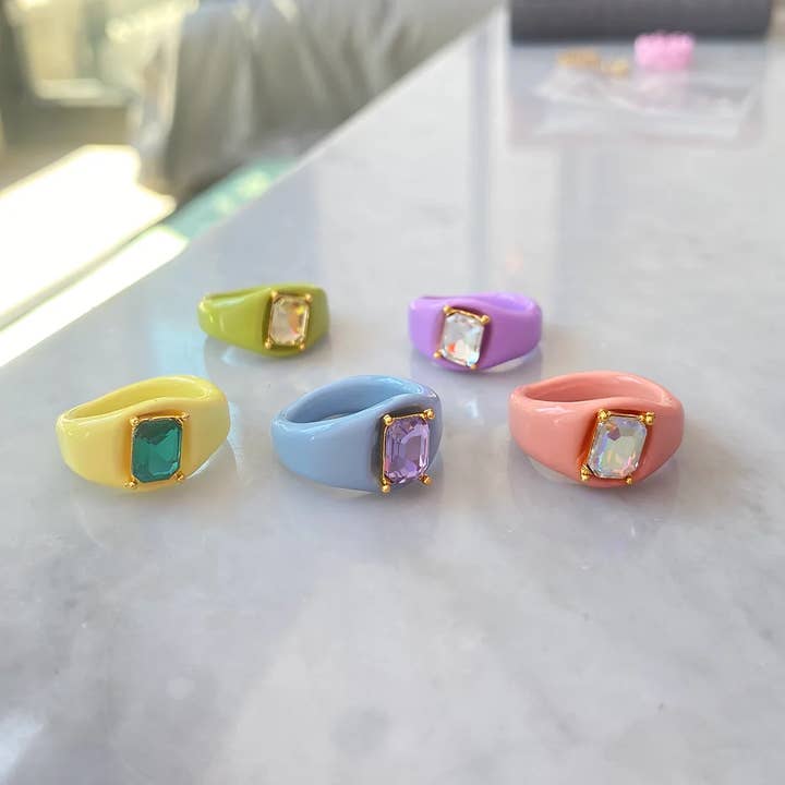 Dalbit New York Jewelry - Wholesale Single Stone/Solitaire Ring - Candy Color epoxy point gem Ring