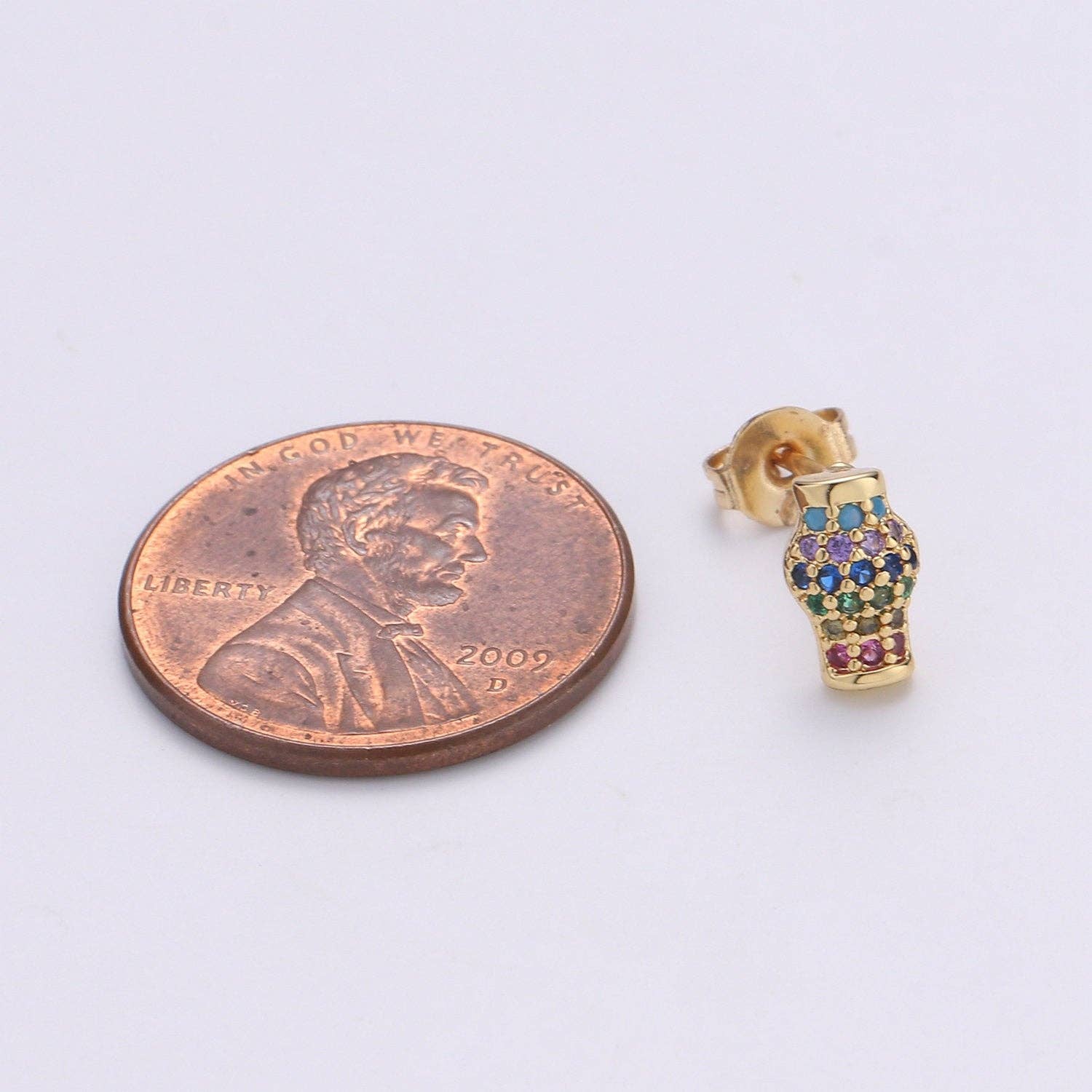 Aim Eternal - Wholesale Stud/Post Earrings - Dainty Stud EARING 1 pair Lampion Earring Gold Micro Pave Earring for Jewelry Christmas Gift Idea, EARRING-12453