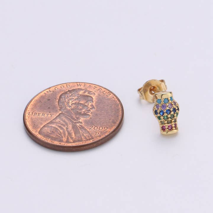 Aim Eternal - Wholesale Stud/Post Earrings - Dainty Stud EARING 1 pair Lampion Earring Gold Micro Pave Earring for Jewelry Christmas Gift Idea, EARRING-12453