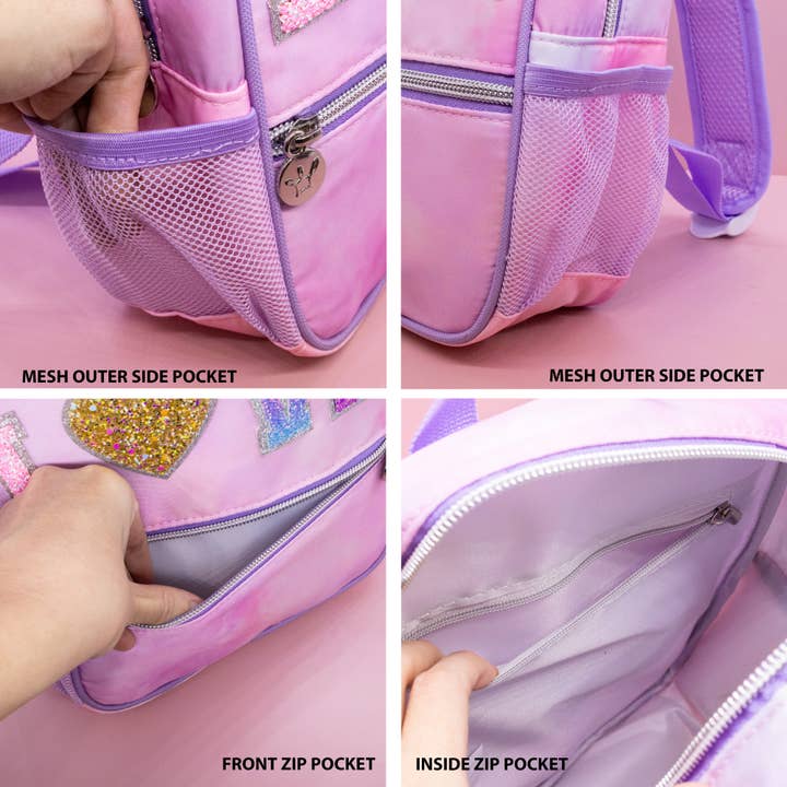 Frog Sac - Wholesale Backpack - Kids - Girls Backpack with Glitter Varsity Letters - Mini Tie Dye20