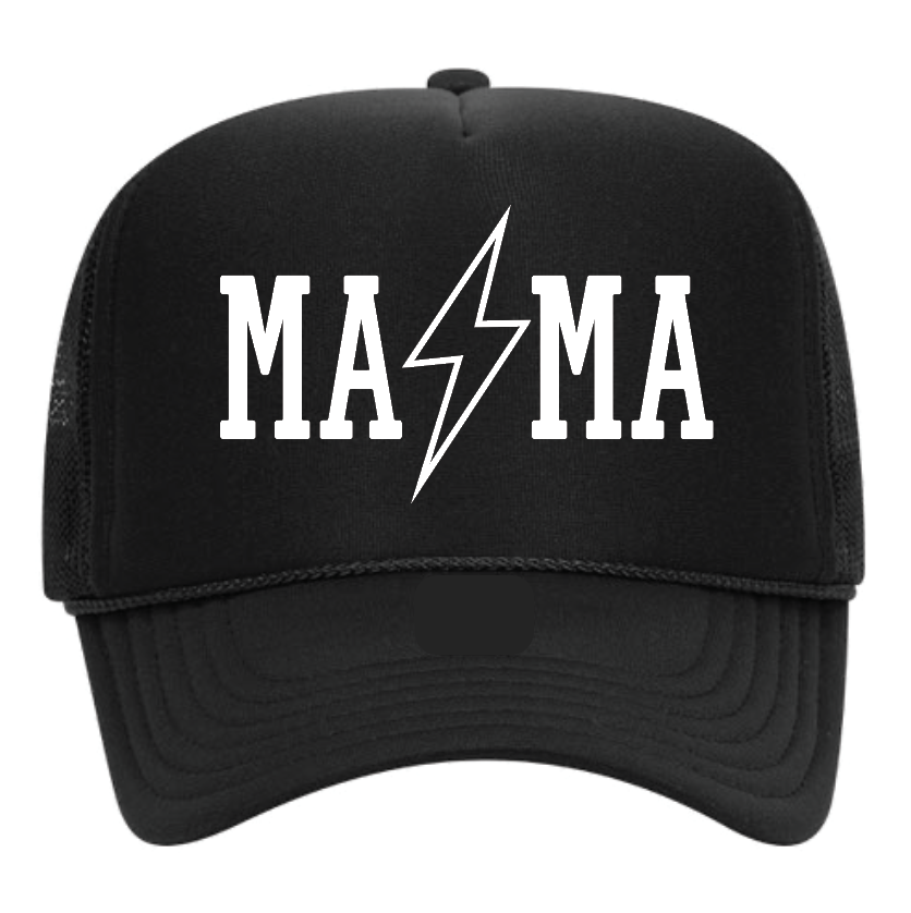 Happi Style - Wholesale Trucker Hat - Women's - Mama Lightening Bolt Trucker Hat | Black3