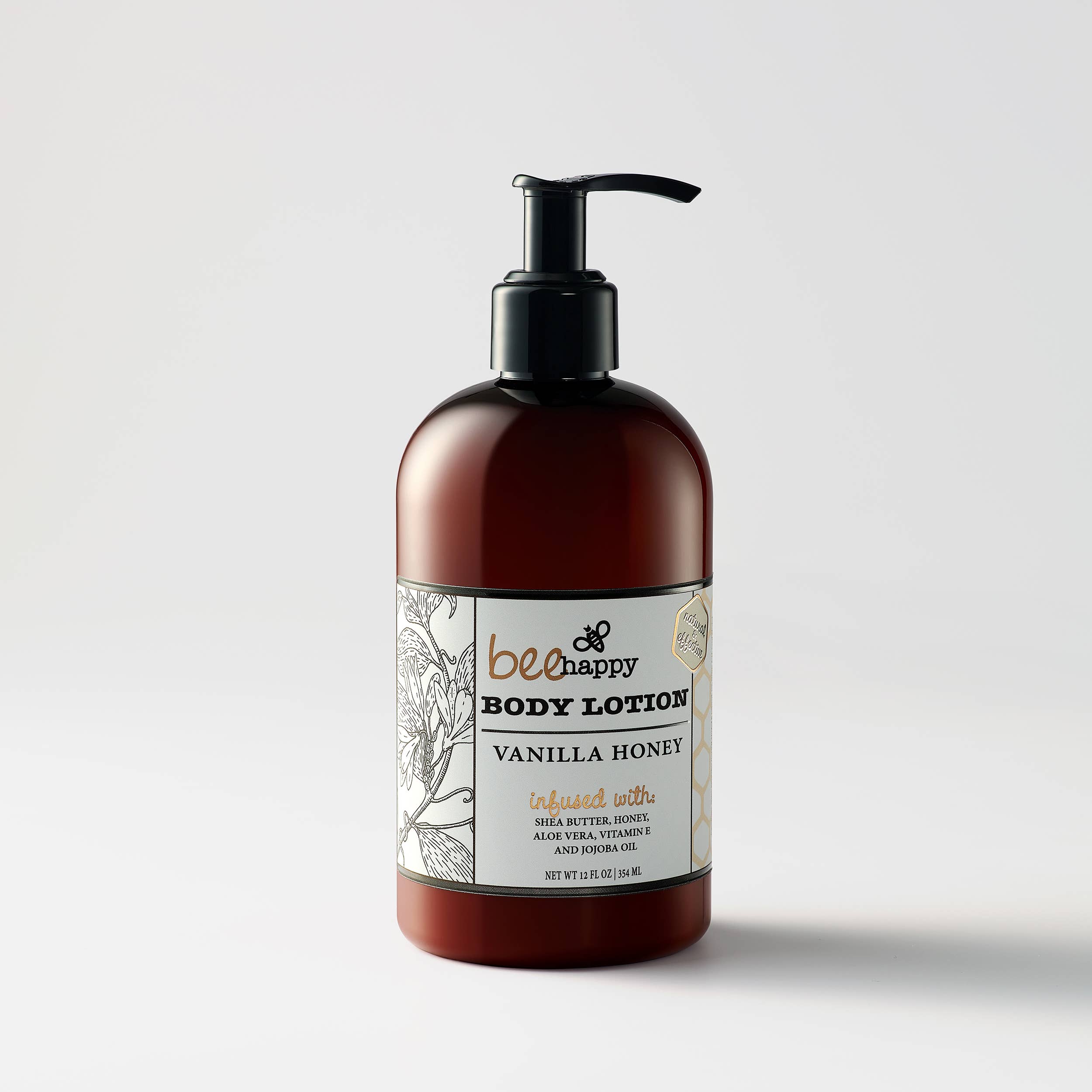 Bee Happy - Wholesale Body Cream/Lotion - Warm & Cozy Body Lotion "Vanilla Honey" (12 oz) with pump