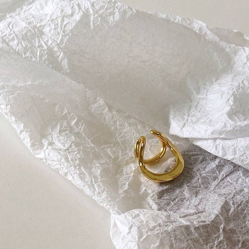 LanLivia - Wholesale Cuff/Wrap Earrings - Unique design double line golden n silver ear cuff-one piece9