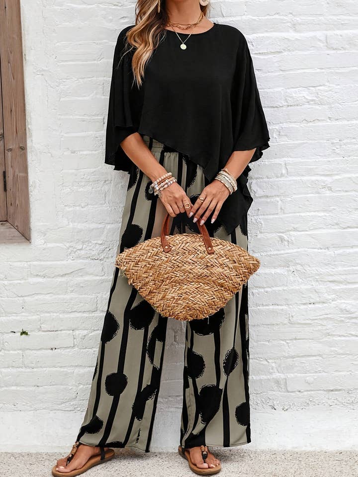 Lovenne - Wholesale Top & Pant Set (NOT Loungewear) - Women's - casual printed trouser suit2