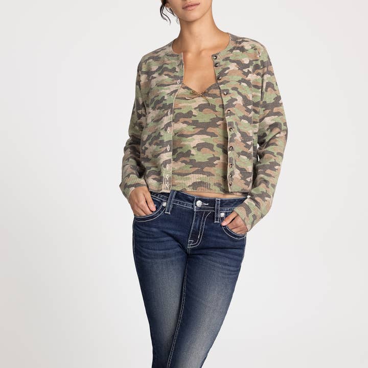 MSW0502L- CAMO CARDIGAN for wholesale by Miss Me