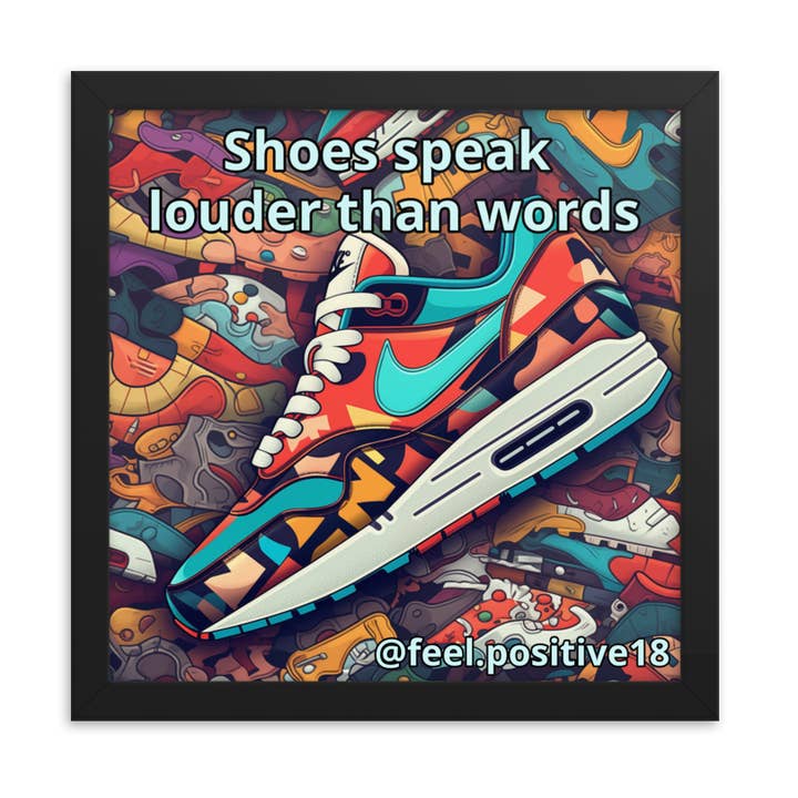 Sko taler højere end ord Kunst med ramme for engroshandel hos Feel.positive18