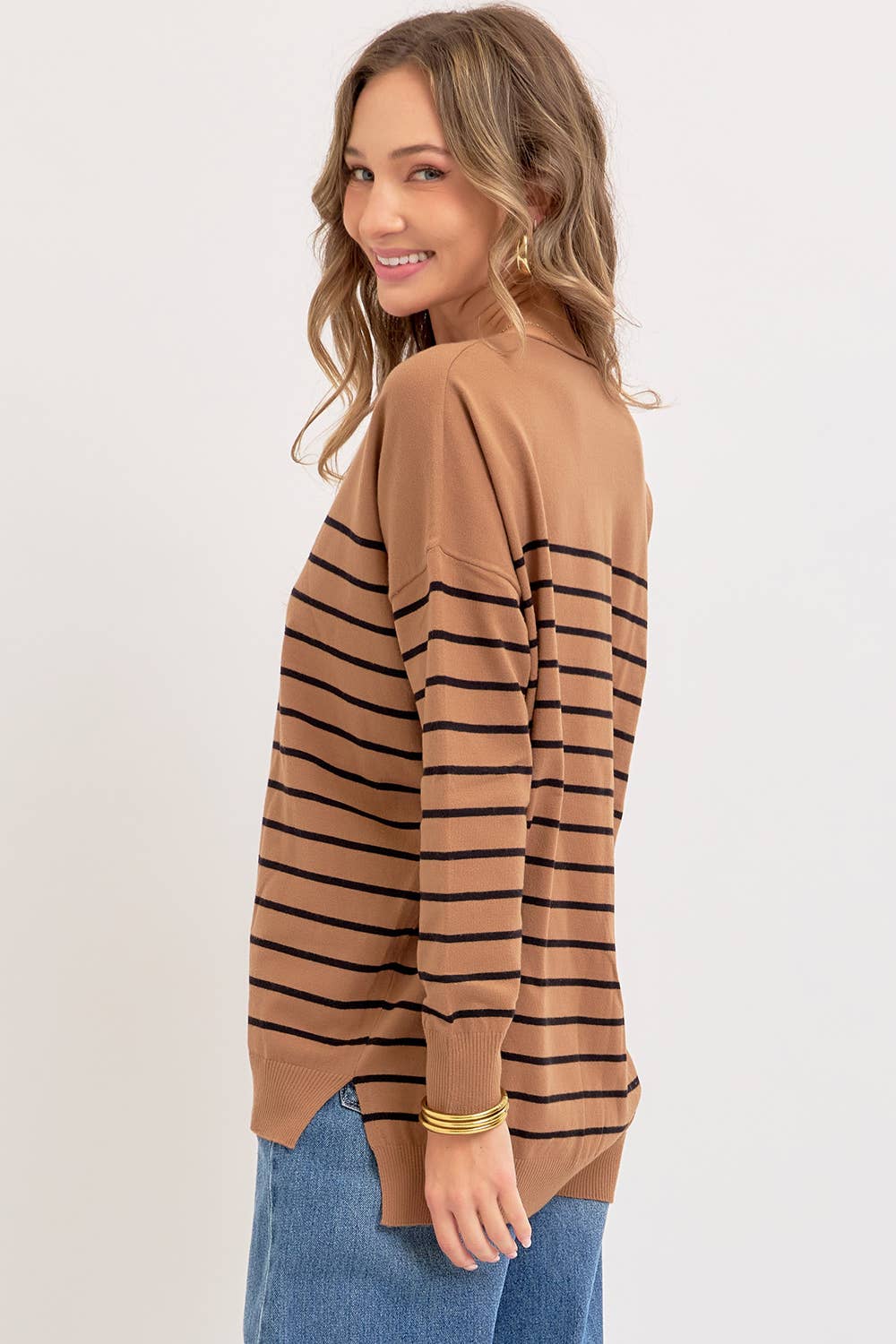 Sweet Lovely by Jen - Vente Pull en maille – femme - PULL À RAYURES SURDIMENSIONNÉ CONFORTABLE12