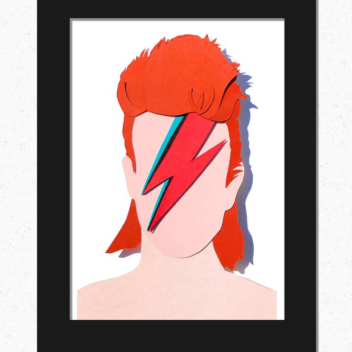 Paper Art Portrait: David Bowie: Framed, Handmade, for wholesale by Paper for the People