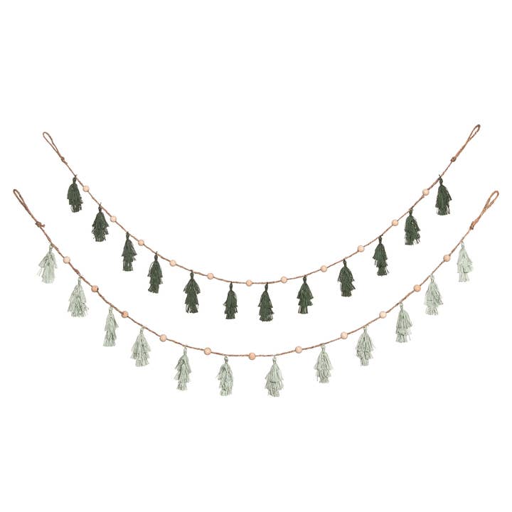 CLOSEOUT Fabric Tassel Tree Banner Set of 2 Christmas Decor for wholesale by Transpac