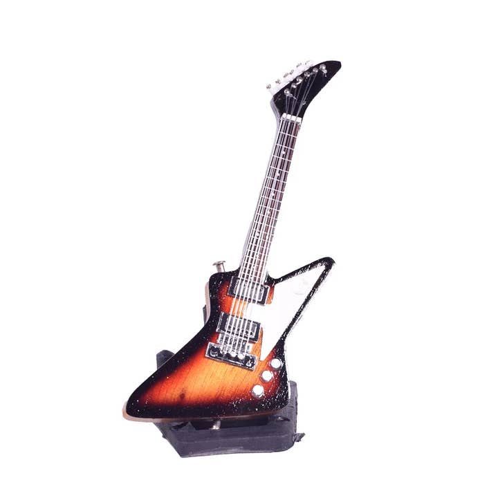 Wooden Electric Guitar Miniature 10cm with Stand for wholesale by giftland