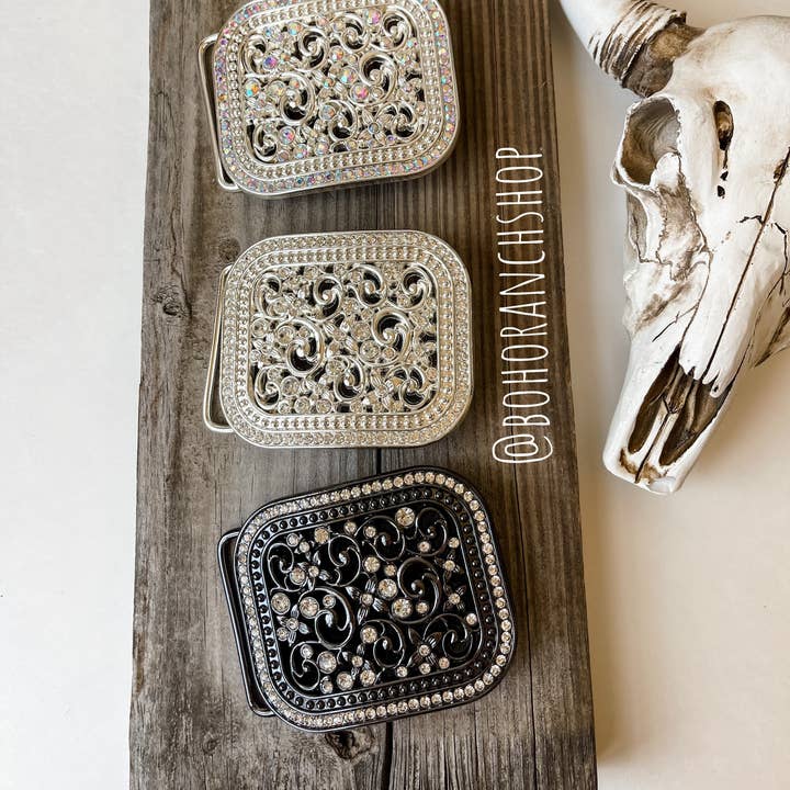 Boho Ranch Shop - Venta al por mayor Hebilla de cinturón - Mujer - Hebilla de cinturón con pedrería brillante - Pequeña - Estilo vaquero2