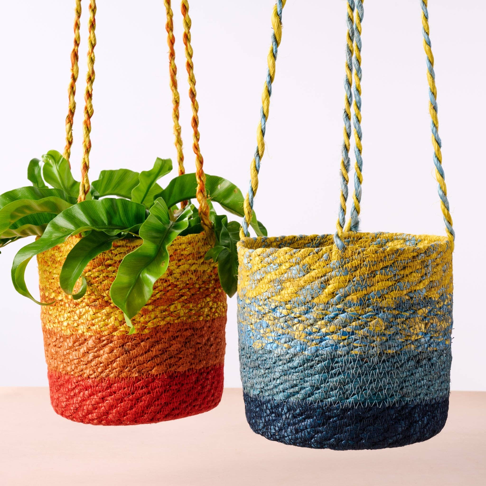 Ten Thousand Villages - Wholesale Hanging Planter - Buna Jute Plant Hanger - Blue3