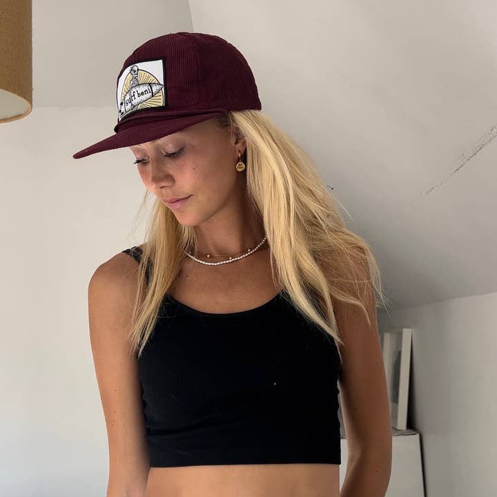 Surf Beni - Wholesale Flat Brim Cap - Women’s - plum corduroy rope hat1