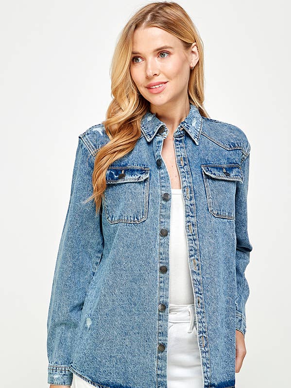 Denim shirts met lange mouwen voor dames voor wholesale door BLUE AGE
