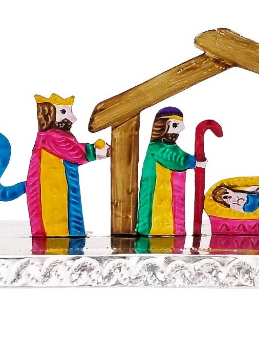 Colorful Tin Nativity on a Platform for wholesale by Sedona Spirit